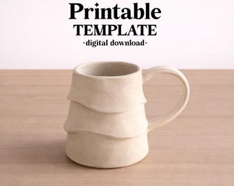 Tree Mug Pottery Template, Christmas Ceramic, Slab Building, Digital Download