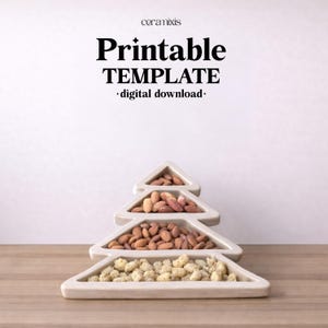 Plantilla para plato de cerámica con forma de árbol de Navidad, para la construcción de losas de cerámica, descarga digital.