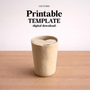 Heart Travel Mug Pottery Template, Ceramic Slab Building, Digital Download