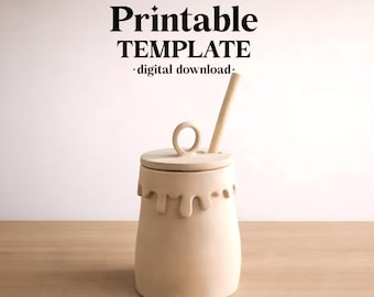 Honey Jar Pottery Template, Ceramic Slab Building, Digital Download