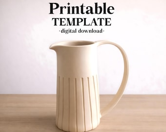 Jug Pottery Template, Ceramic Slab Building, Digital Download