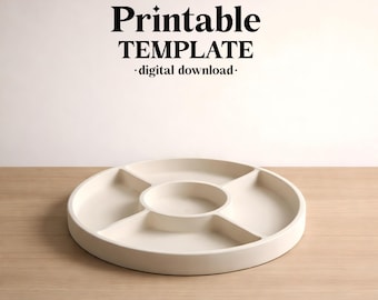 Divided Plate Pottery Template, Ceramic Slab Building, Digital Download