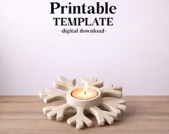 Modello digitale per portacandele a forma di fiocco di neve in ceramica, per la realizzazione di lastre di ceramica.