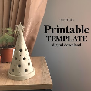 Candle Holder Cone Slab Building Pottery Template | Pottery Template | Clay Templates for Slab Building Tutorial | Christmas Home Decor Gift