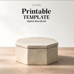 Hexagon Lidded Box Slab Building Template | Pottery Template | Ceramic Tools | Handbuilding | Digital Download