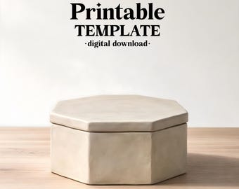 Hexagon Lidded Box Pottery Template, Ceramic Slab Building, Digital Download