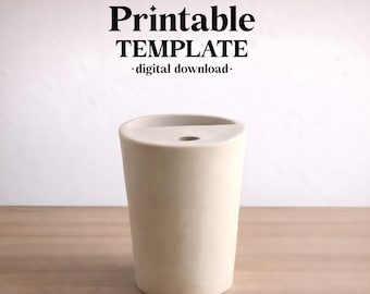 トラベルマグ陶器テンプレート、セラミックスラブ成形、デジタルダウンロード