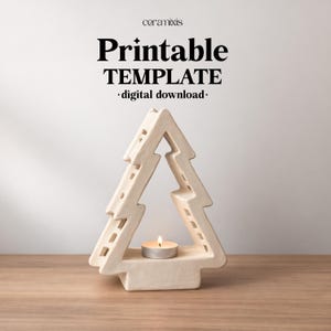 Tree Candle Holder Pottery Template, Ceramic Slab Building, Digital Download