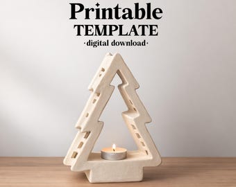 Modello digitale per portacandele a forma di albero in ceramica, per la realizzazione di lastre di ceramica, download digitale