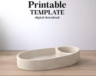Chips and Dip Bowl Pottery Template, Ceramic Slab Building, Digital Download