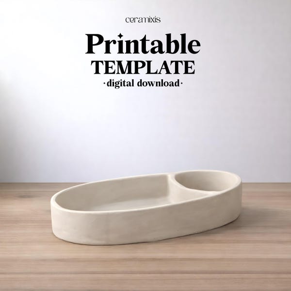 Chips and Dip Bowl Pottery Template, Ceramic Slab Building, Digital Download