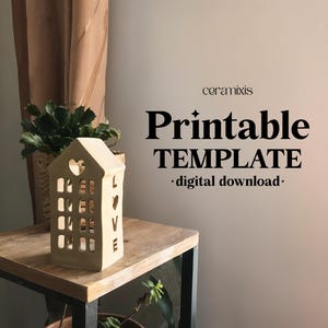 Tealight House Holder Slab Building Template | Pottery Template | Valentine&#39;s Day Ceramic Idea | Valentine&#39;s Day Decor | House Candle Holder
