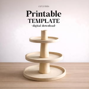 Plantilla de construcción de losa para puesto de postres / Plantilla de cerámica / Bandeja de refrigerios de 3 niveles / Descarga digital