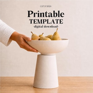 Plantilla para cuenco de cerámica con pedestal, para la construcción de losas de cerámica, descarga digital, PDF