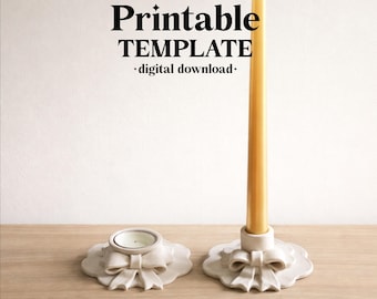 Bow Candle Holder Pottery Template, Ceramic Slab Building, Digital Download