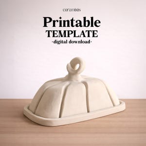 かぼちゃバター皿の陶器テンプレート、セラミックスラブ成形、デジタルダウンロード