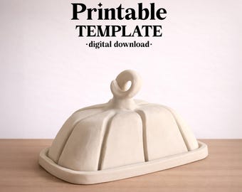 Pumpkin Butter Dish Pottery Template, Ceramic Slab Building, Digital Download