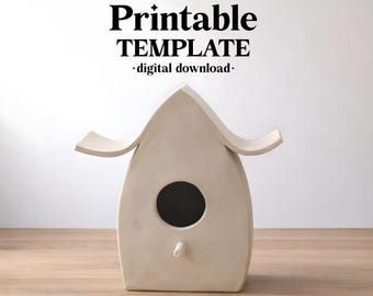 Birdhouse Pottery Template, Ceramic Slab Building, Digital Download