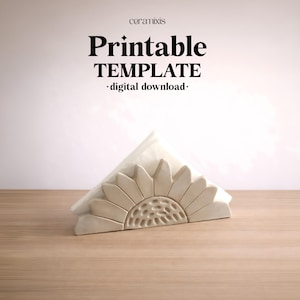 Plantilla de cerámica para servilletero con forma de girasol, para la construcción de losas de cerámica, descarga digital.