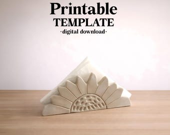 Sunflower Napkin Holder Pottery Template, Ceramic Slab Building, Digital Download