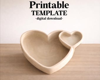 Heart Shaped Chips and Dip Bowl Template, Ceramic Slab Building, Digital Download