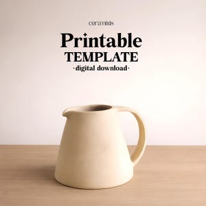 Modello per la costruzione di piccole lastre di brocca / Modello per ceramica / Strumenti per ceramica / Costruzione manuale / Download digitale / Brocca per caffè