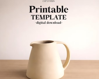 Small Jug Pottery Template, Coffee Pitcher, Ceramic Slab Building, Digital Download