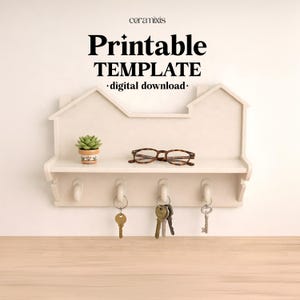 Key Holder Pottery Template, Ceramic Slab Building, Digital Download