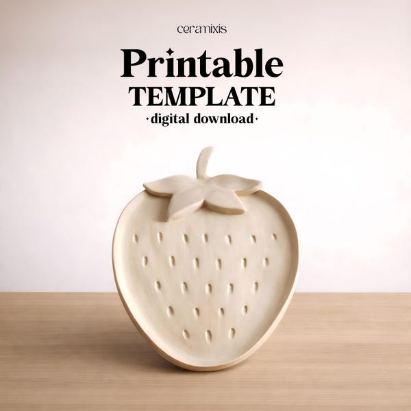 Modèle de poterie assiette aux fraises, construction de dalles de céramique, téléchargement numérique