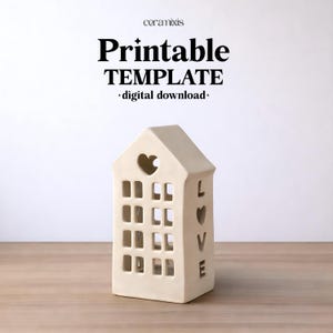 Teelicht Haus Kerzenhalter Keramik Vorlage, Keramikplatte Gebäude, digitaler Download
