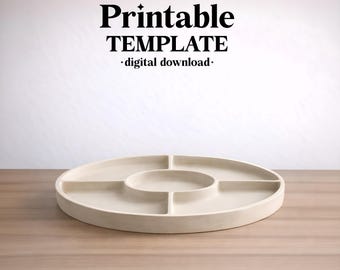 Divided Plate Serving Pottery Template, Ceramic Slab Building, Digital Download