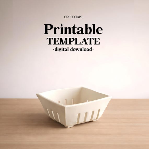 Berry Bowl Pottery Template, Mini Colander, Ceramic Slab Building, Digital Download