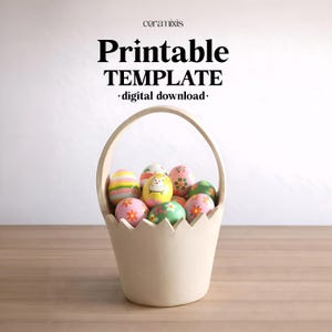 Plantilla de cerámica para cesta de huevos, construcción de losas de cerámica, decoración para el día de Pascua, descarga digital