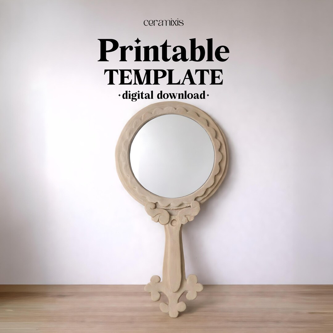 Mirror Template.pdf Handheld Mirror Pottery Template, Ceramic Slab Building, Digital ...