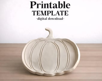 Pumpkin Plate Pottery Template, Halloween Decor, Ceramic Slab Building, Digital Download