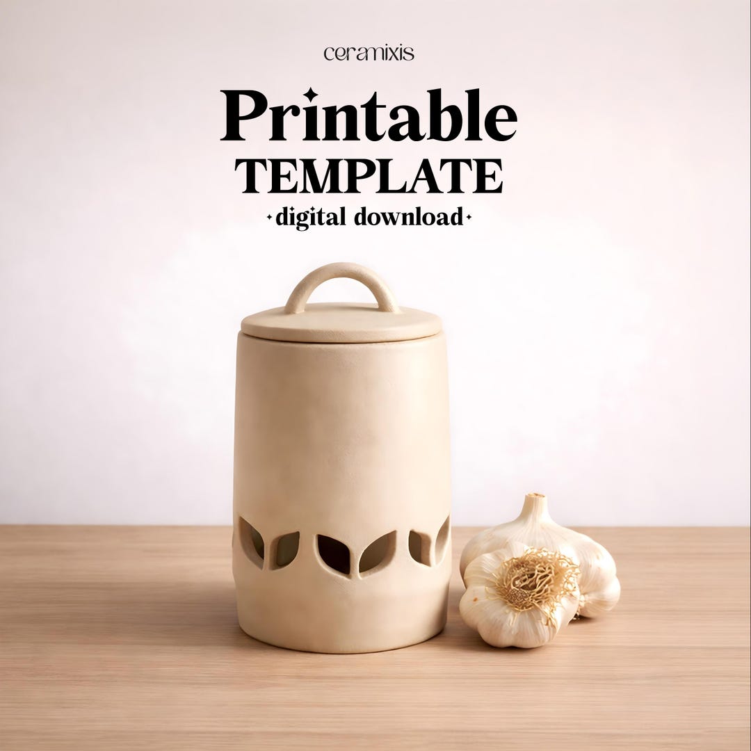 Garlic Keeper Pottery Template, Ceramic Slab Building, Digital Download ...