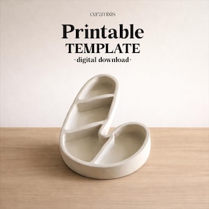 Plantilla de cerámica para plato de servir dividido con diseño de bastón de caramelo, para la construcción de losas de cerámica, descarga digital.