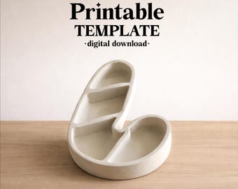 Candy Cane Divided Serving Dish Pottery Template, Ceramic Slab Building, Digital Download