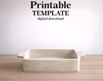 Baking Dish Pottery Template, Ceramic Slab Building, Digital Download