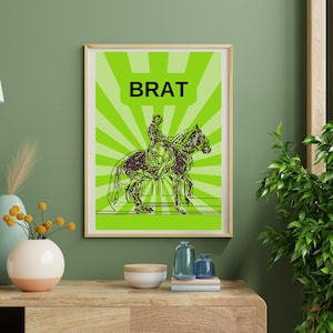 Brat colors HORSE RIDER, Green Poster Printable, Wall Decor, Wall Art, Printable, Digital Poster, Download, Digital Art, brat