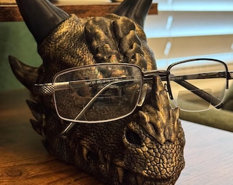 Dragon Desk Organizer, 3D Printed: Glasses, Phone and Secret Storage, Dragon Holder, 40 Color Options