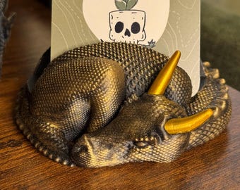 Dragon Phone and/or Business Card Holder, 3D Printed: Customizable Desk Decor, Dragon Desk Organizer, 40 Color Options