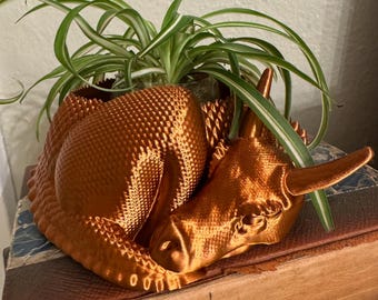 Dragon Planter, 3D Printed: 40 Color Options, Fantasy Decor, Dragon Pot, Dragon Bowl, Dragon Dish