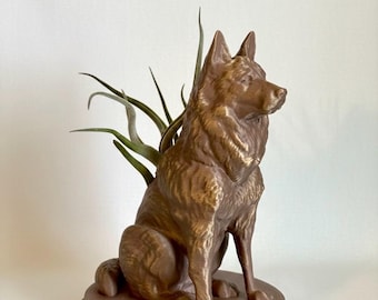 German Shepherd Planter, 3D Printed: Air Plant Holder, Dog Planter, 40 Color Options
