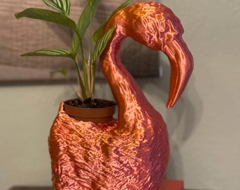 Flamingo Planter, 3D Printed: Small Plant Pot, Indoor Planter, 40 Color Options