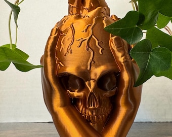 Skull Heart Vase, 3D Printed: Skull Decor, Skull Vase, Broken Heart Vase, Propagations, Cut Flowers, 40 Color Options