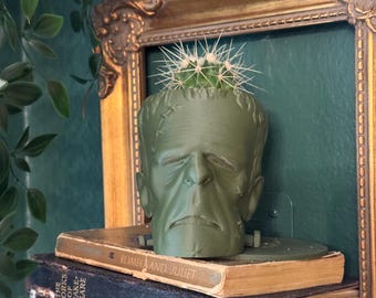 Frankenstein Planter, 3D Printed: Spooky Halloween Decor, Small Plants, Air Plants, 40 Color Options