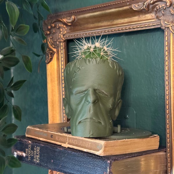 Frankenstein Planter, 3D Printed: Spooky Halloween Decor, Small Plants, Air Plants, 40 Color Options