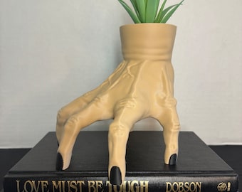 Thing Planter, 3D Printed: Spooky Hand Pencil Cup, Small Plant Pot, Creepy Decor, 40 Color Options