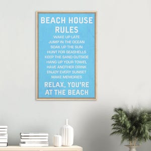 Beach House Rules Wood-framed Canvas | Beach House Wall Decor | Coastal Art